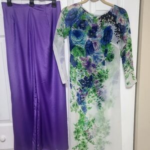 Vietnamese Gauze printed AO DAI  with pants